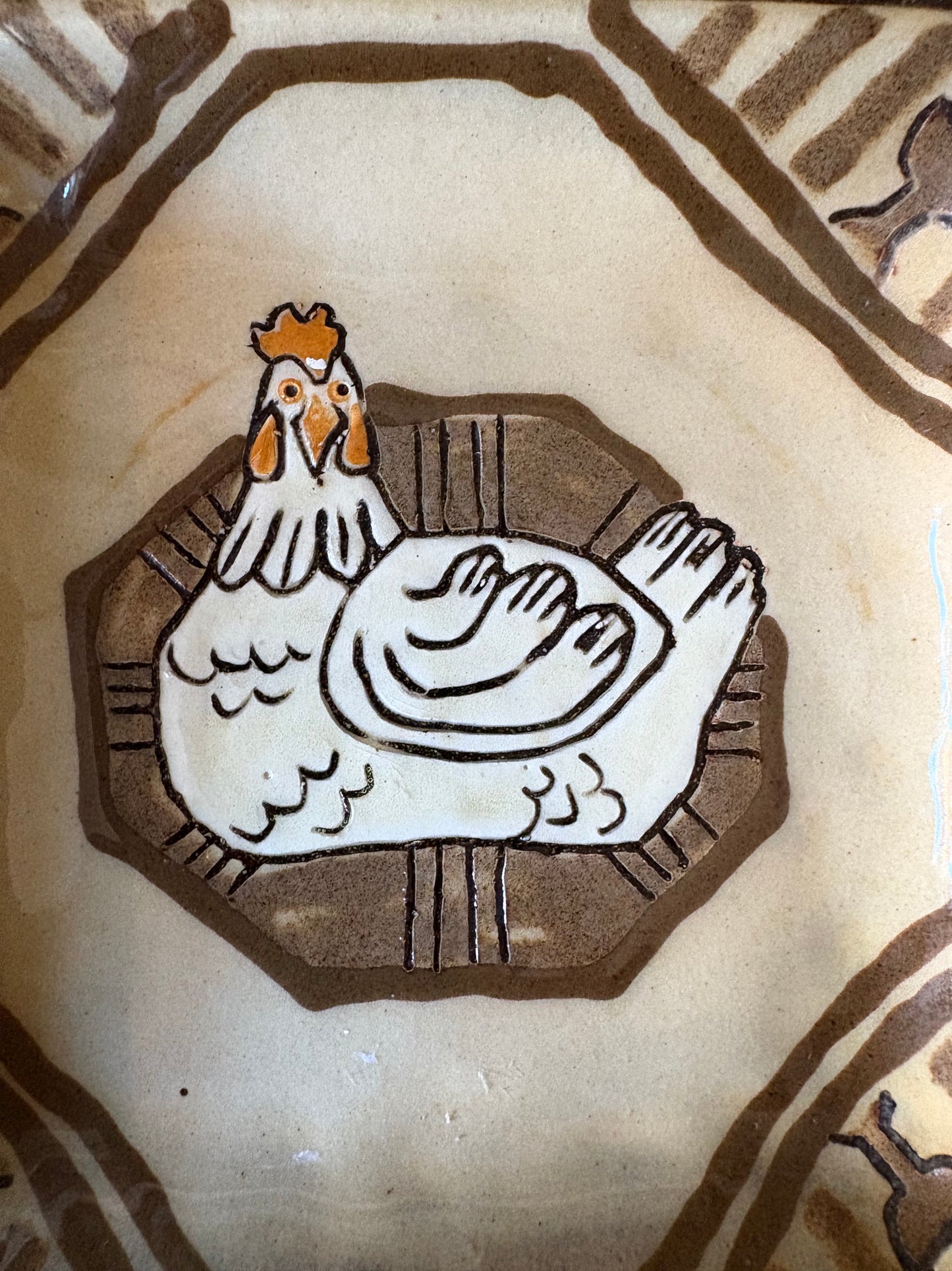 Hand painted chicken plate