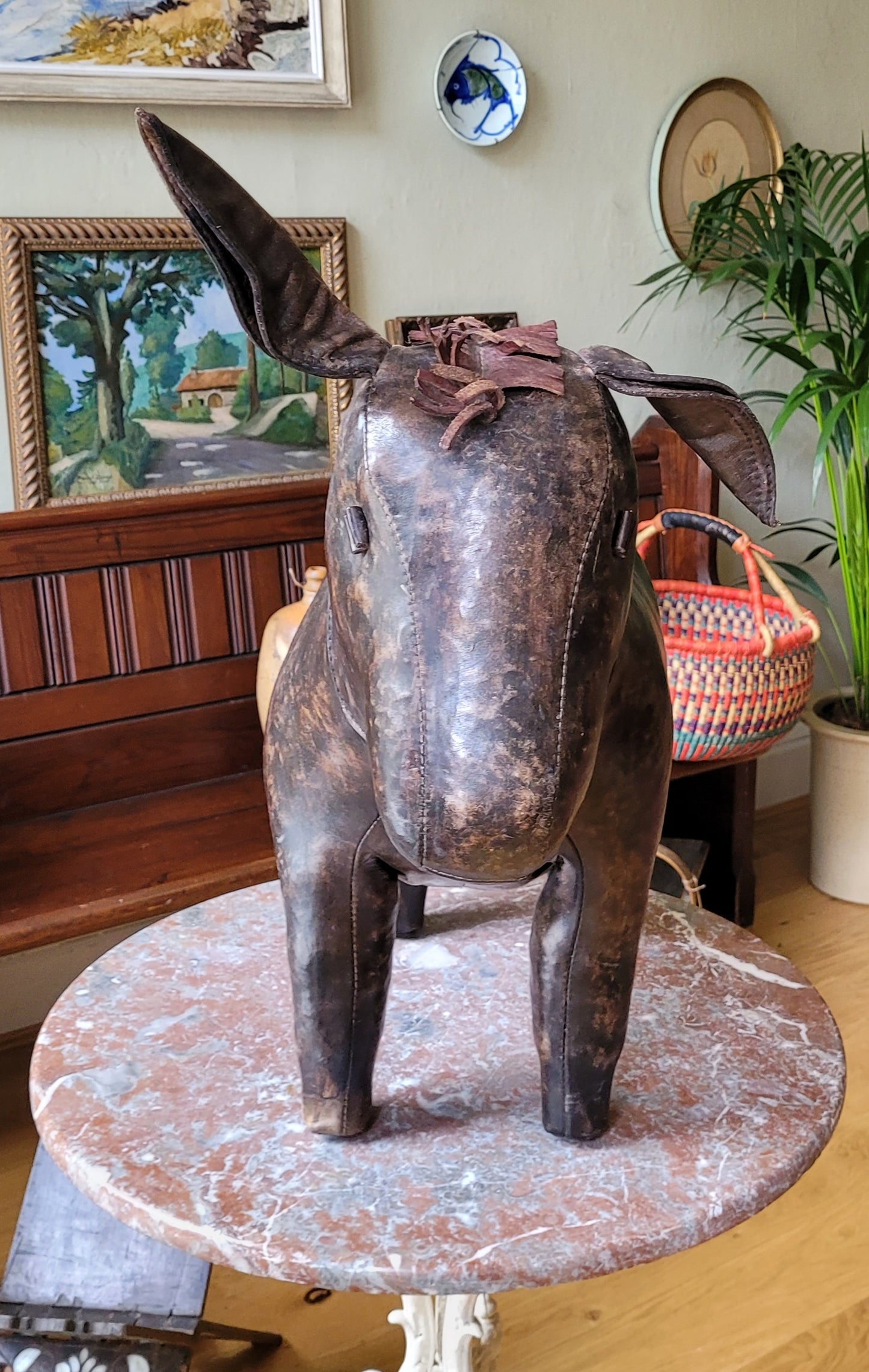 Large vintage Omersa leather donkey.
