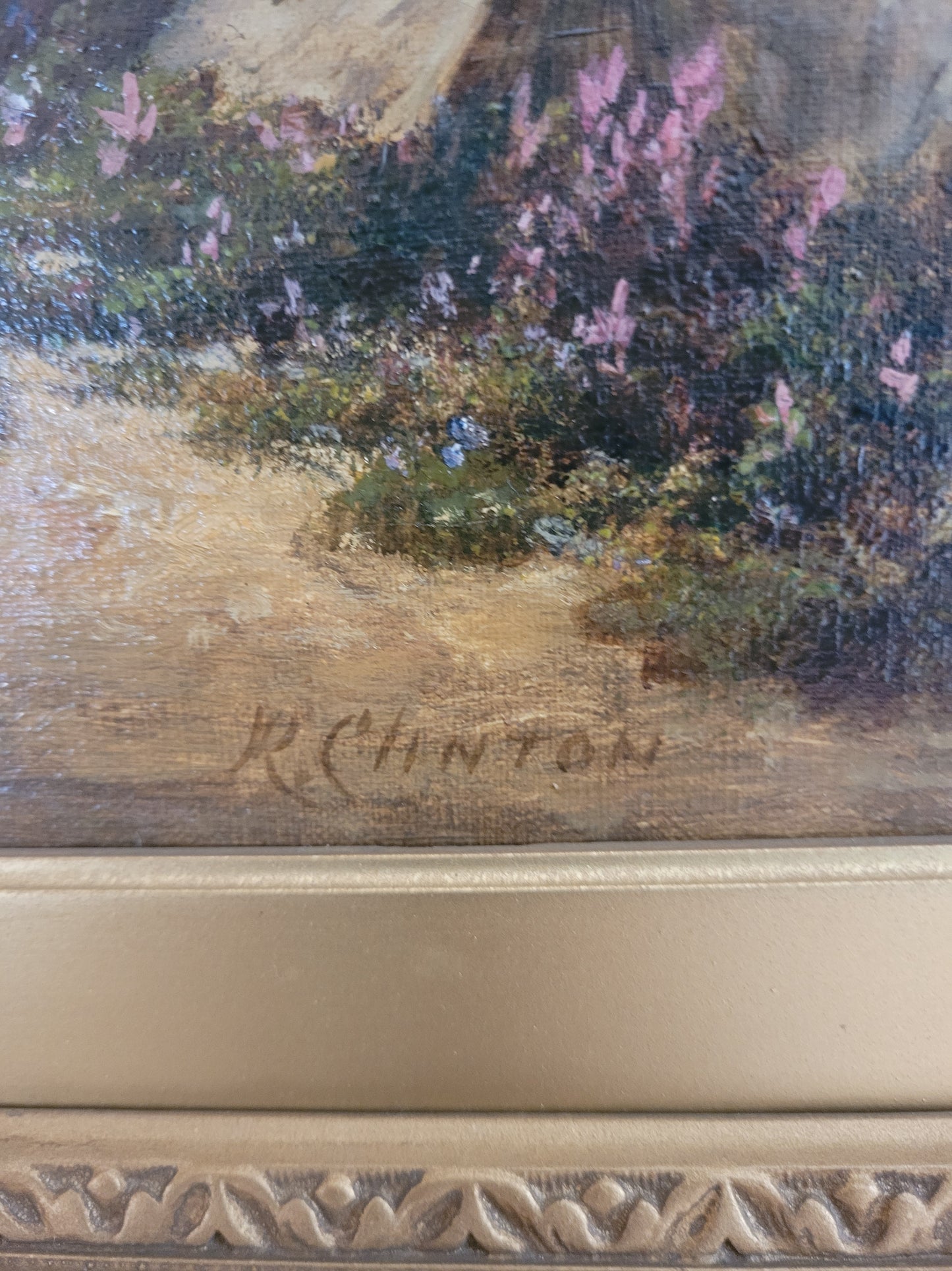 Large oil on canvas pastoral scene